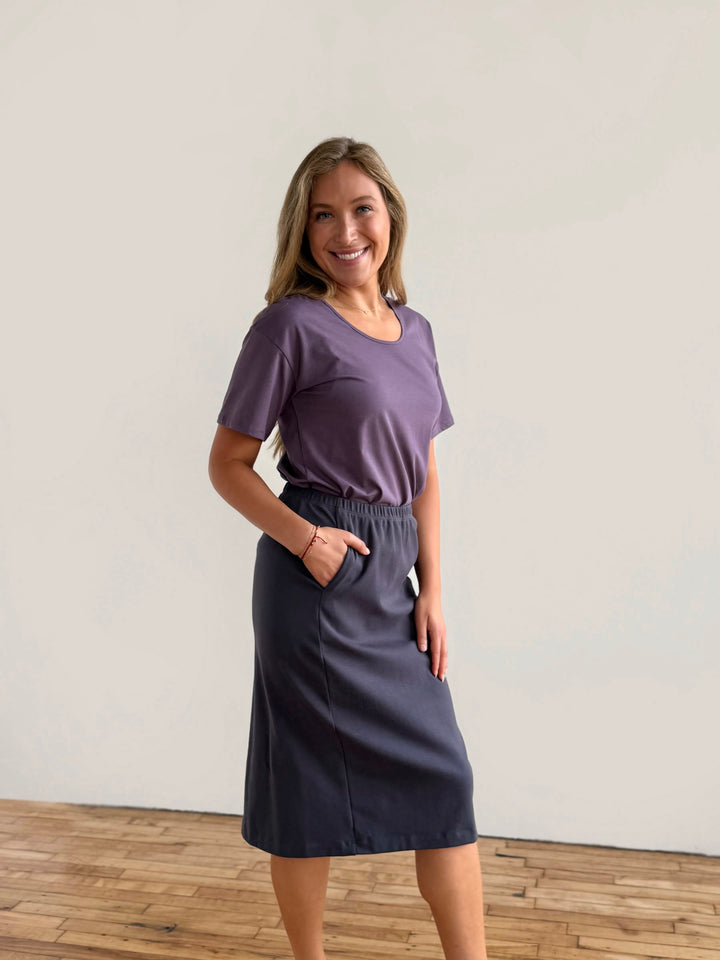DANIELLE heavy-knit skirt in Gunmetal