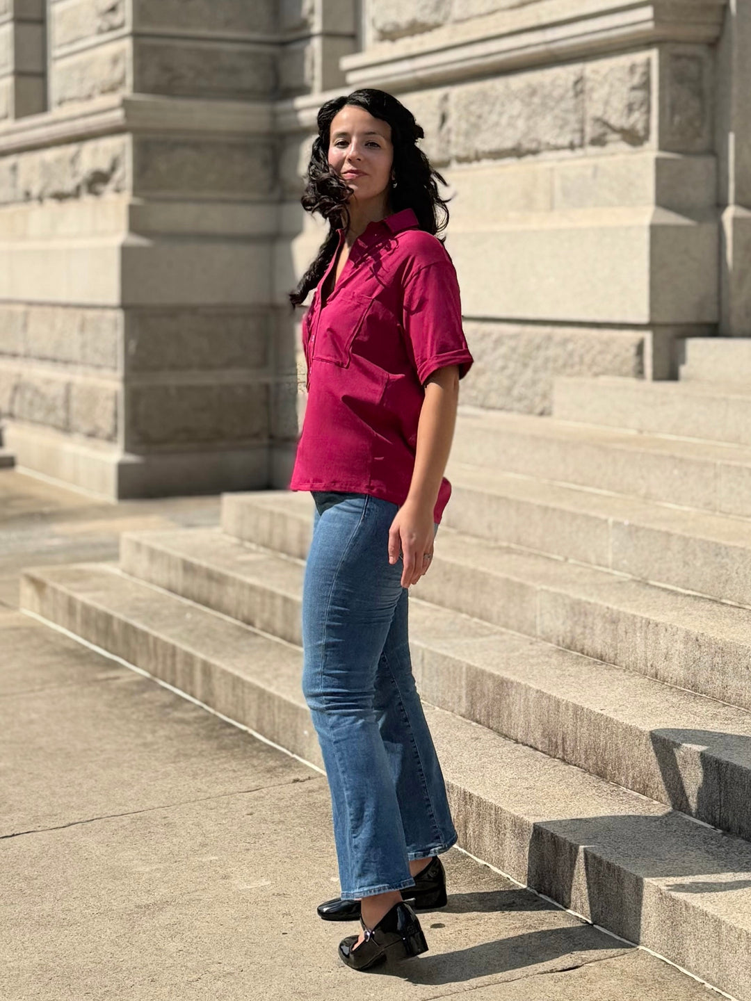 BEVERLY top in Garnet Pink
