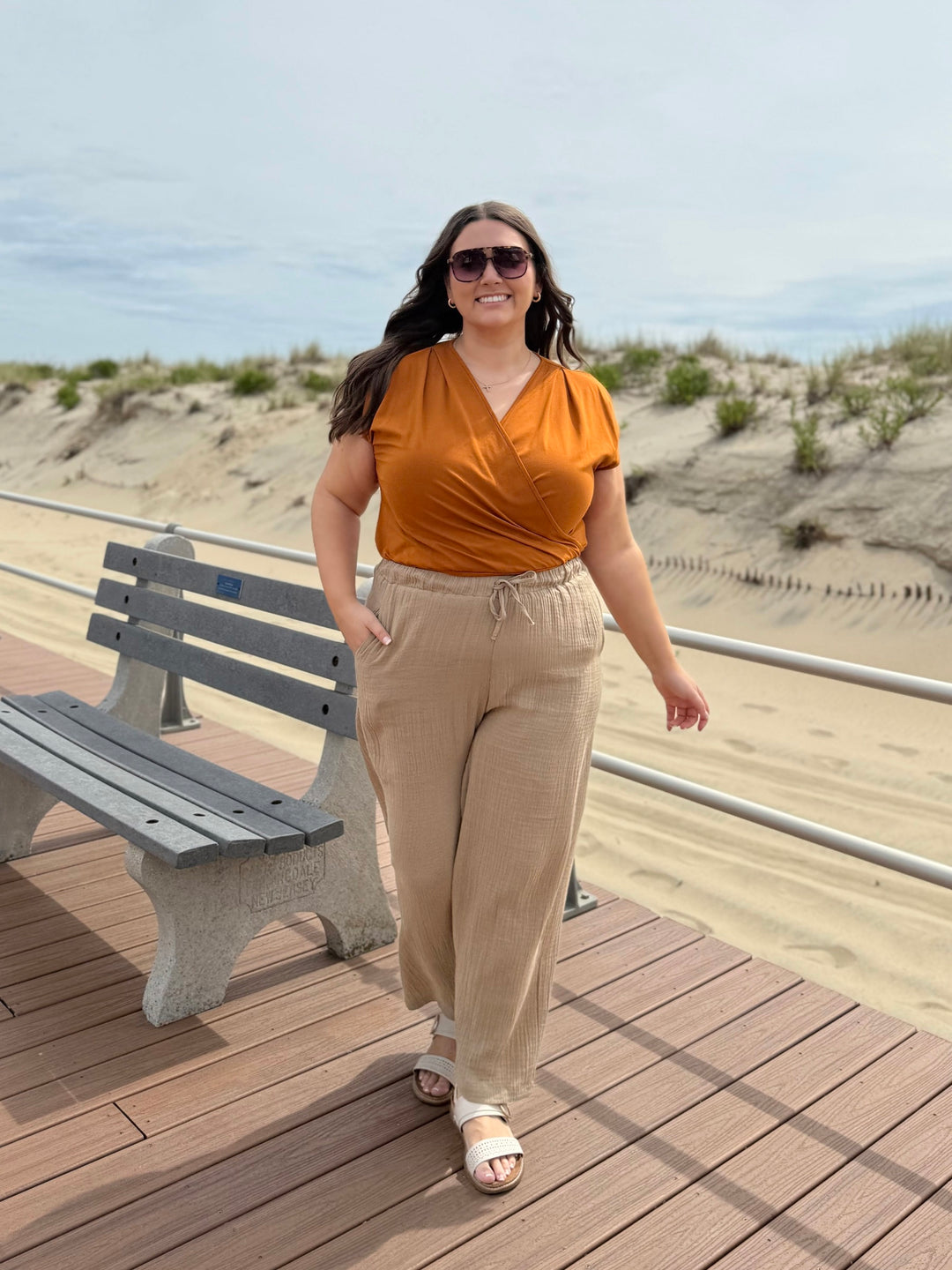 FLORENCE gauze pants in Sandy Tan