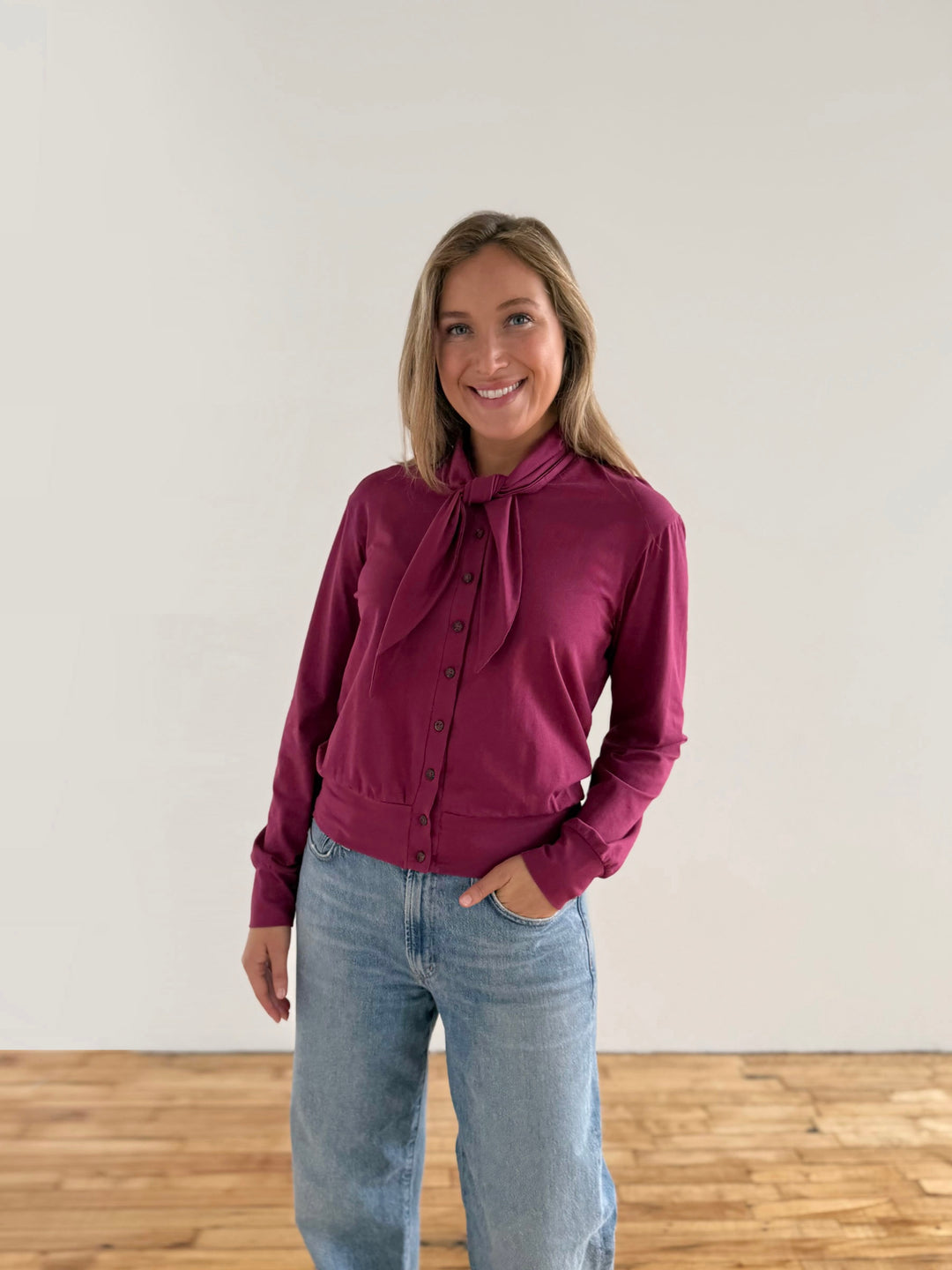 EUGENIE cardigan/top in Deep Berry