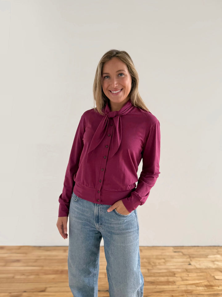 EUGENIE cardigan/top in Deep Berry