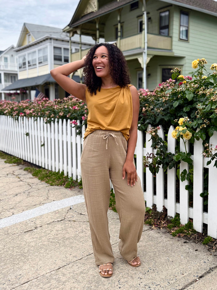 CHARLI draped top in Light Amber