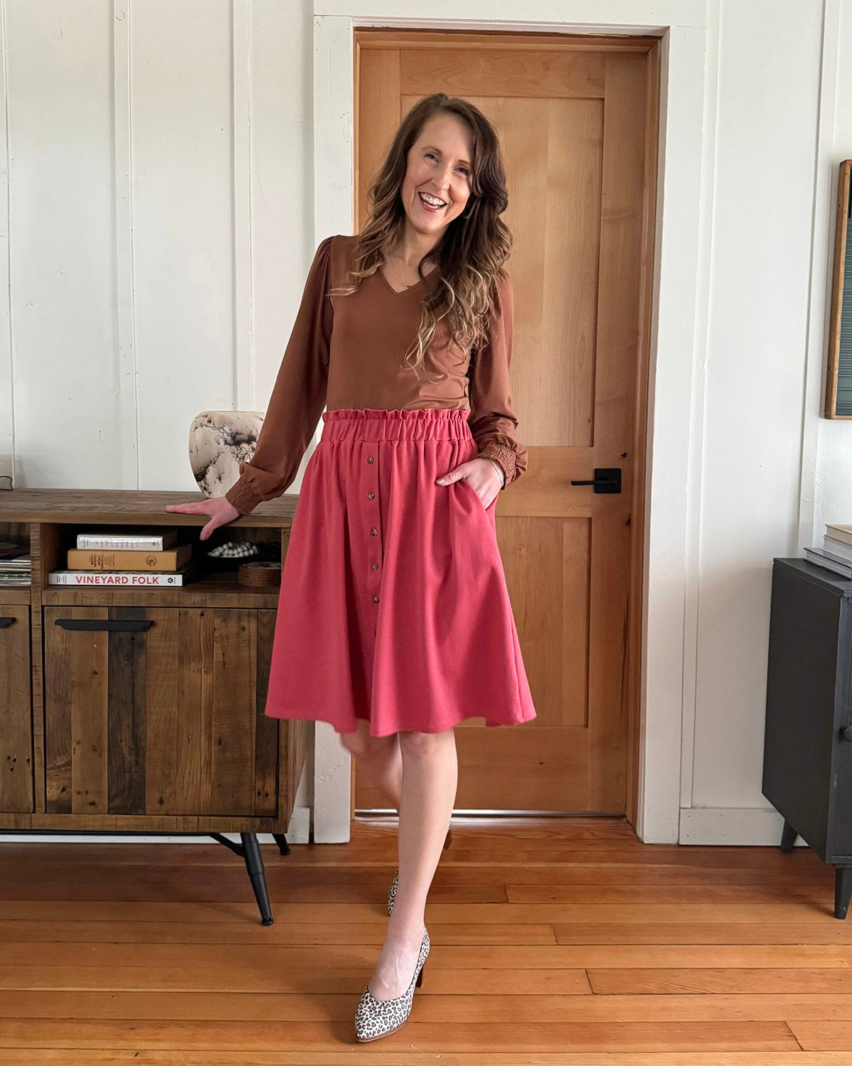 LUCINDA doubleknit skirt in Soft Hibiscus