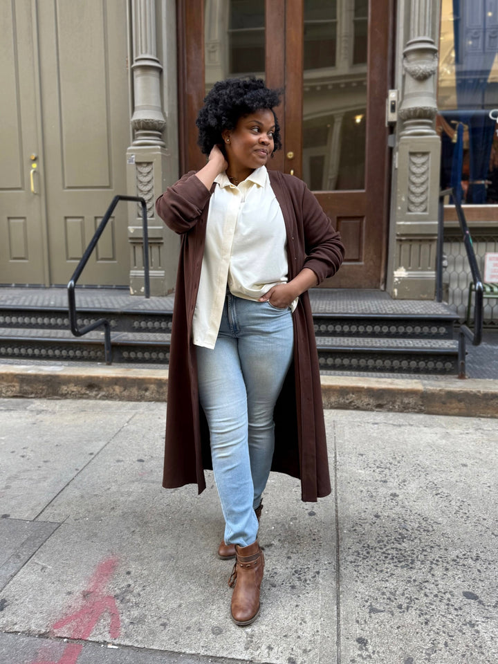 ELENA rib-knit dress in Espresso