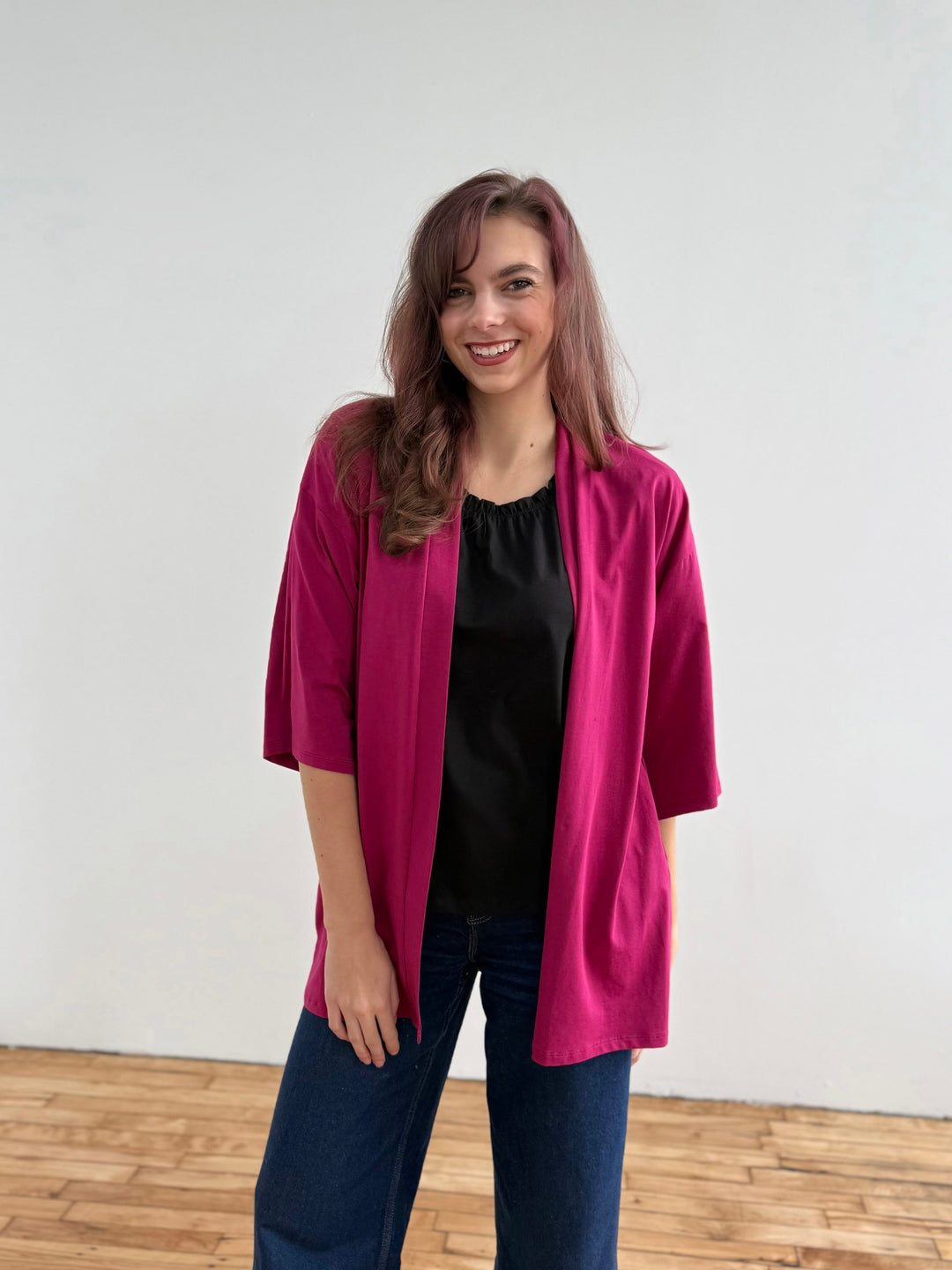 EVANA cardigan in Garnet Pink