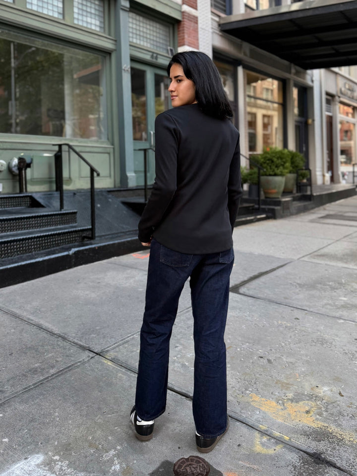 JUDE rib-knit fitted cardigan in Black