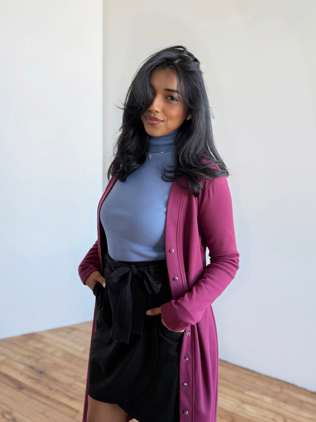 LENA doubleknit duster/dress in Raspberry