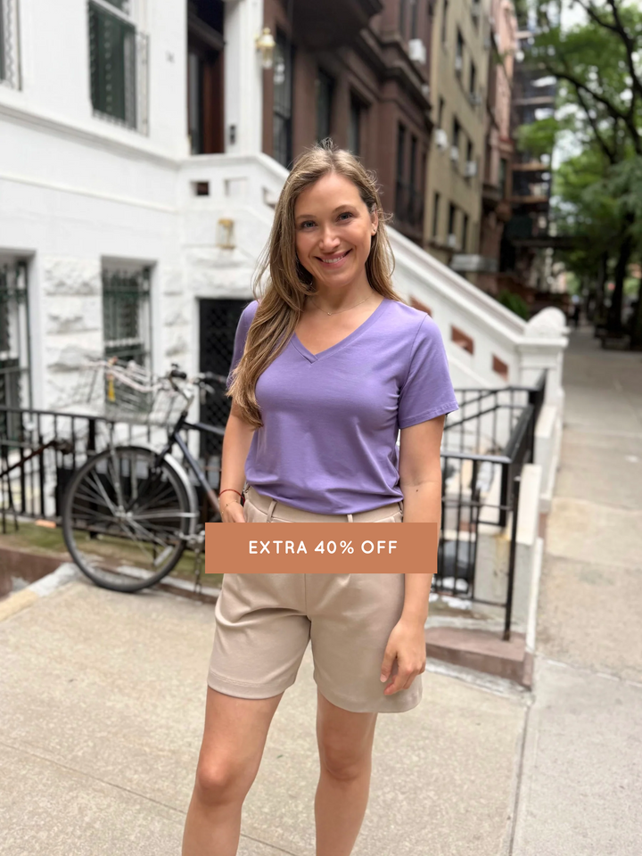 AVERIE heavy knit shorts in Desert Sand