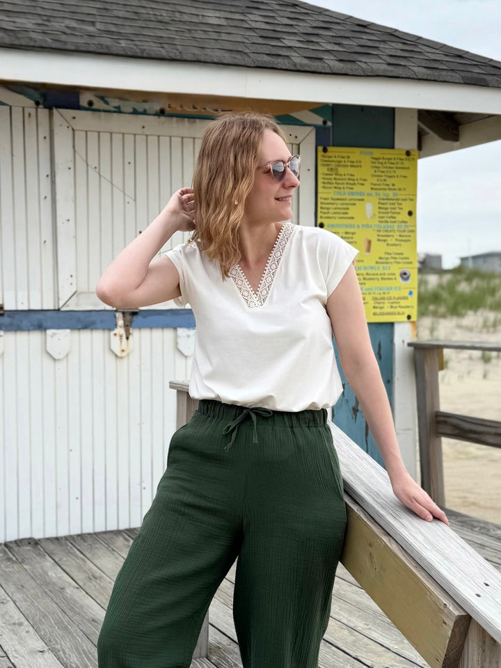 FLORENCE gauze pants in Forest Green