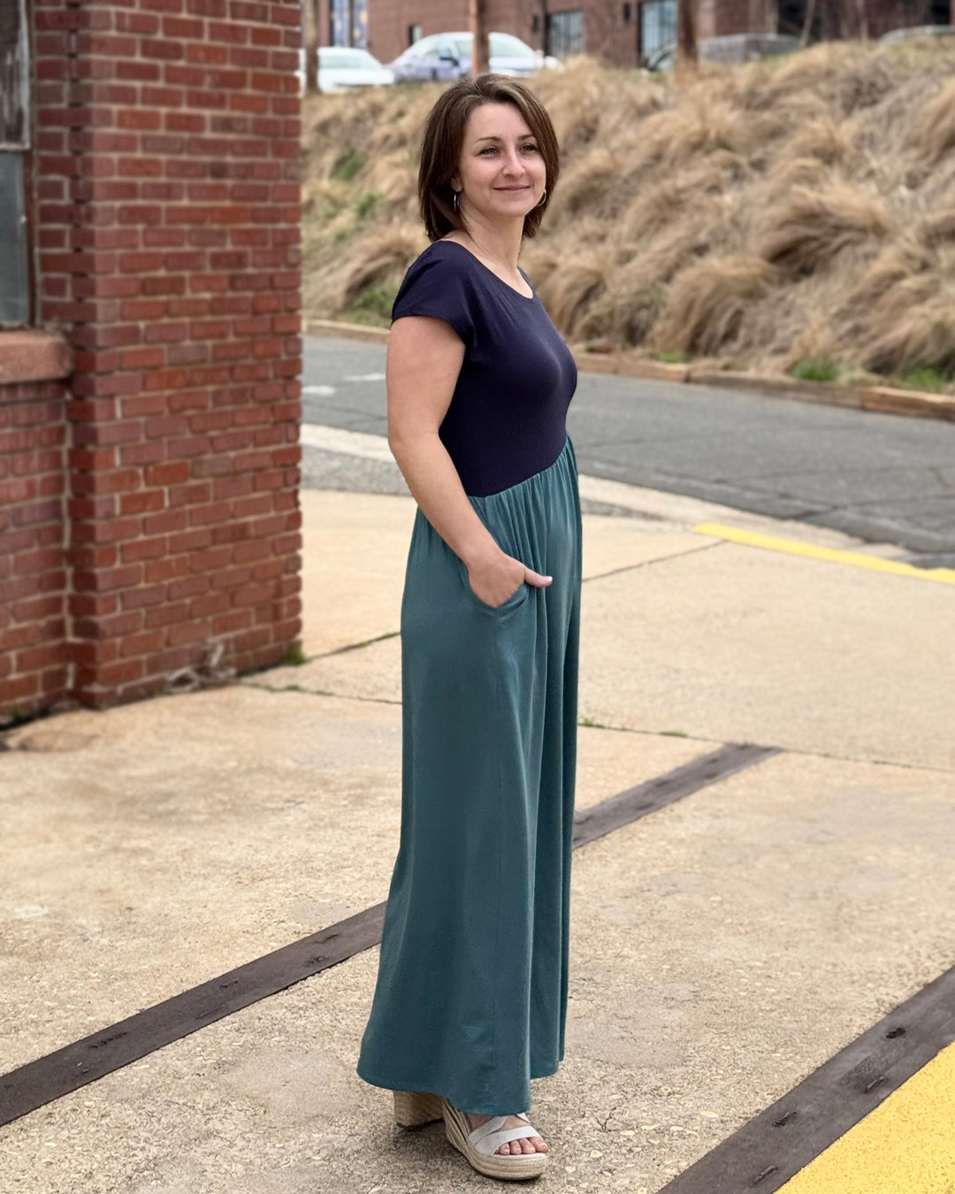 NORAH dress in Navy/Dark Aqua