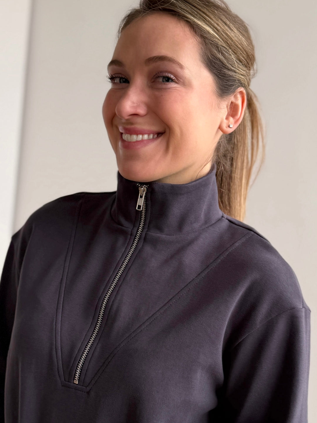 ASHER zip pullover in Gunmetal