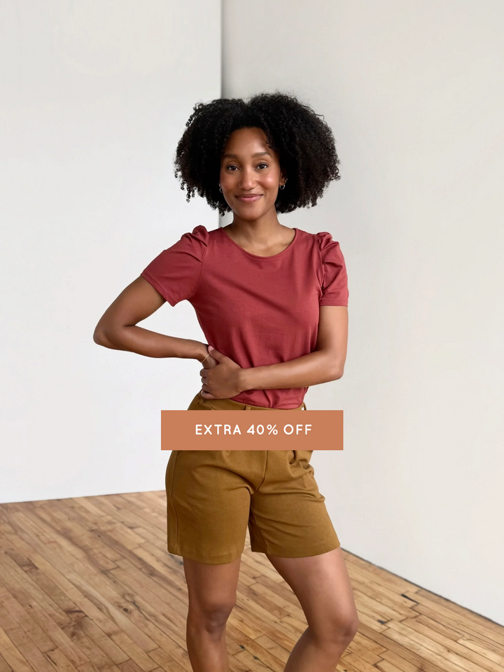 AVERIE heavy knit shorts in Warm Sienna