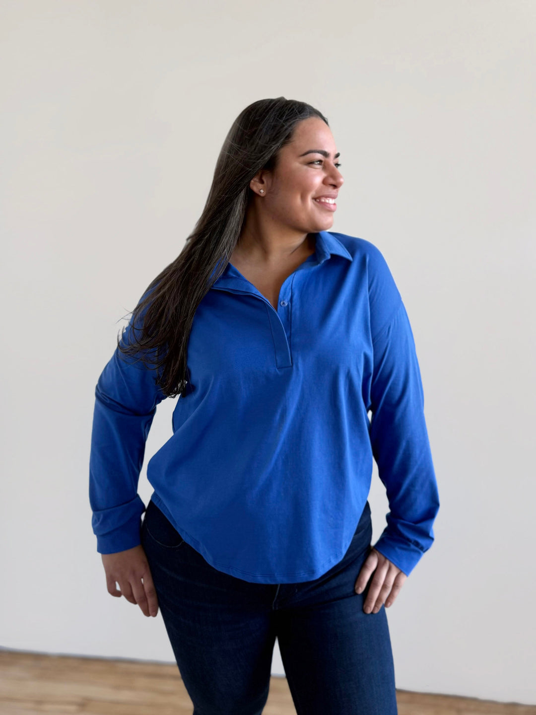 MICAH jersey top in Blue Iolite