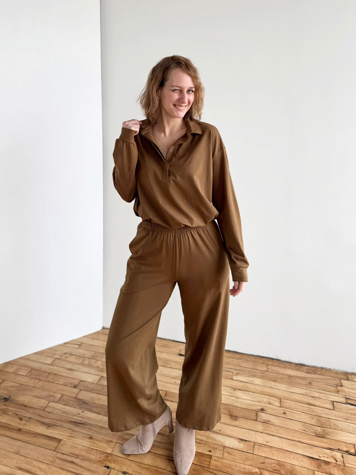 ANDRI jersey pants in Kona Brown