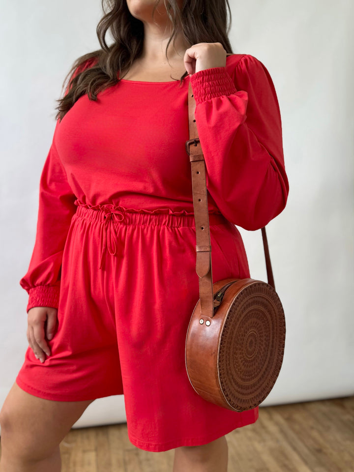 Embossed Circle Crossbody