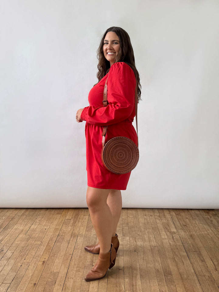 Embossed Circle Crossbody