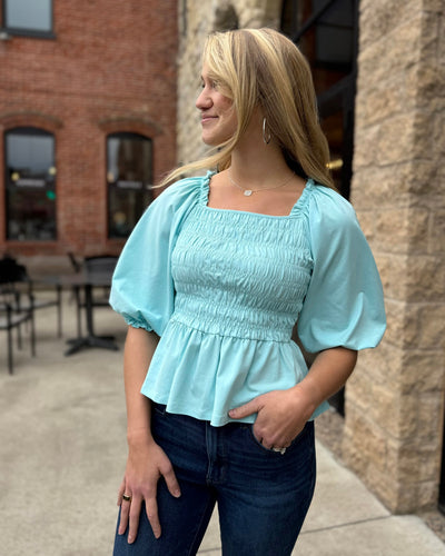 BEATRICE top in Crisp Aqua