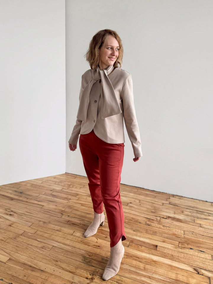 SOPHIA tulip hem pants in Red Amber