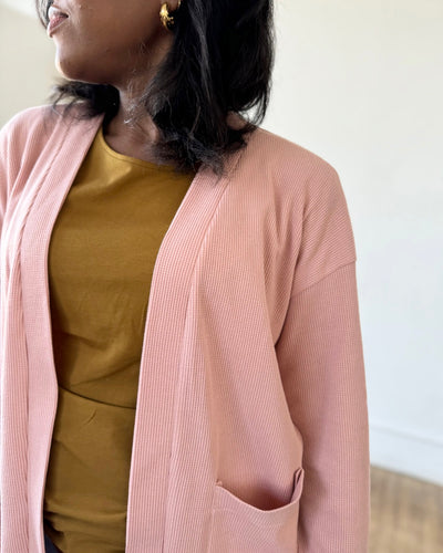 PREORDER waffle knit cardigan in Earthy Rose