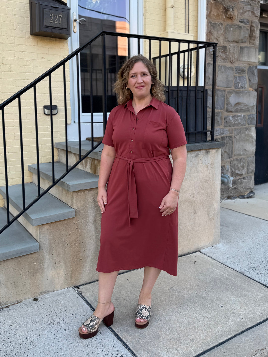 VANYA dress in Earthy Red