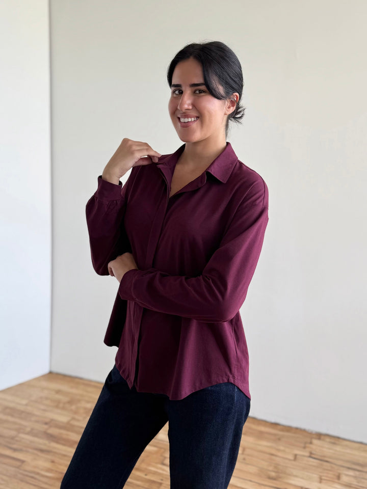 LINDSEY blouse in Merlot
