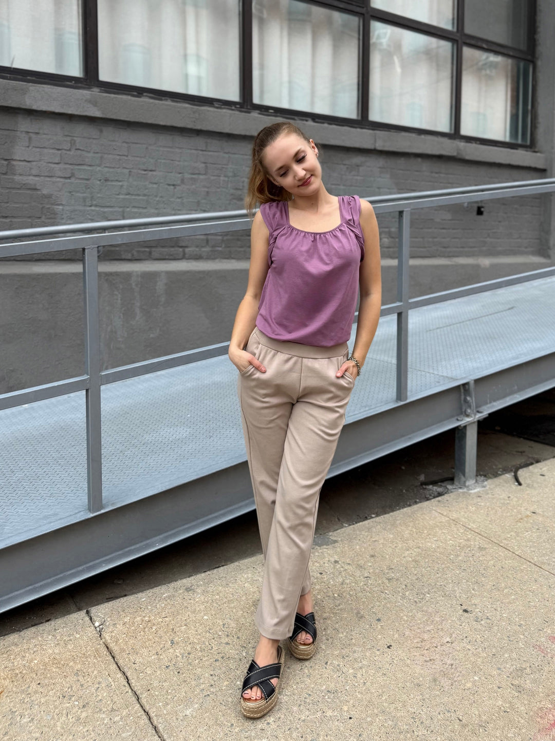 PATRICIA heavy-knit pants in Desert Sand