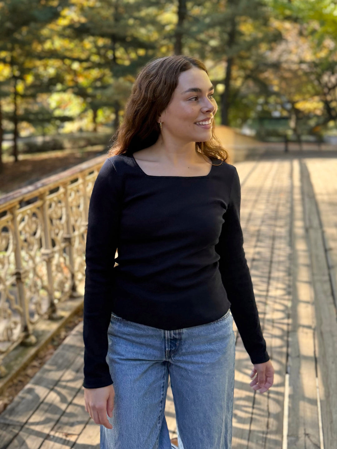 MALIA rib-knit top in Midnight Navy