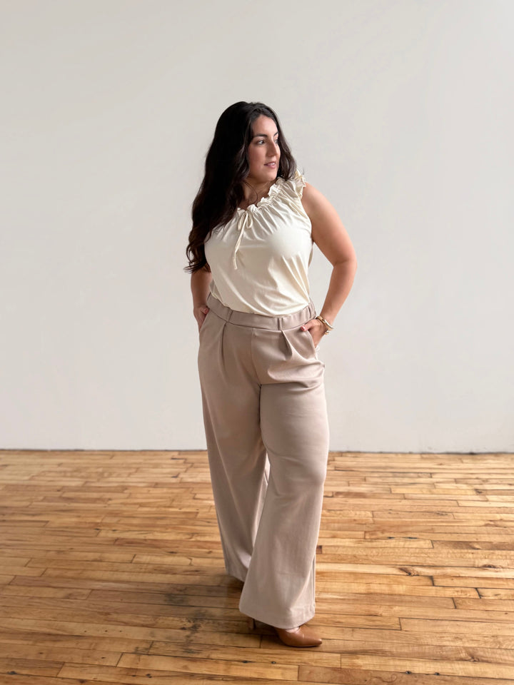 LONDON heavy knit pants in Desert Sand