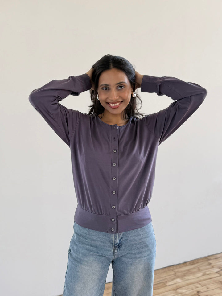 EUGENIE cardigan/top in Dewberry