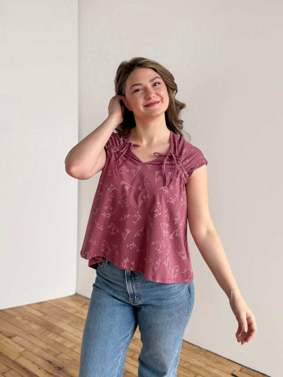 BRIAR tank in Vintage Mauve/White