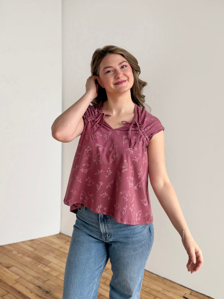 BRIAR tank in Vintage Mauve/White