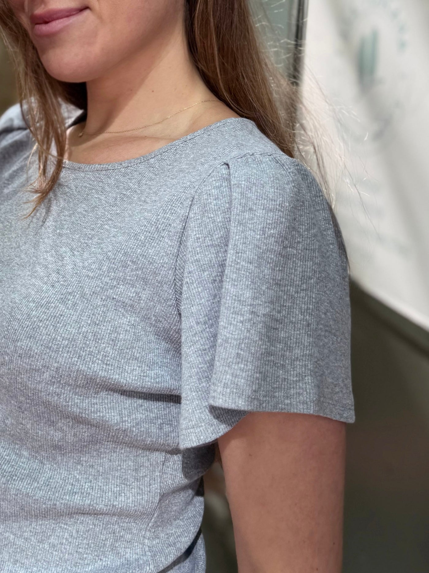 ZADIE rib knit tee in Pebble Gray