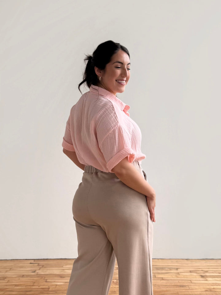 CARROLL gauze boxy shirt in Petal Pink