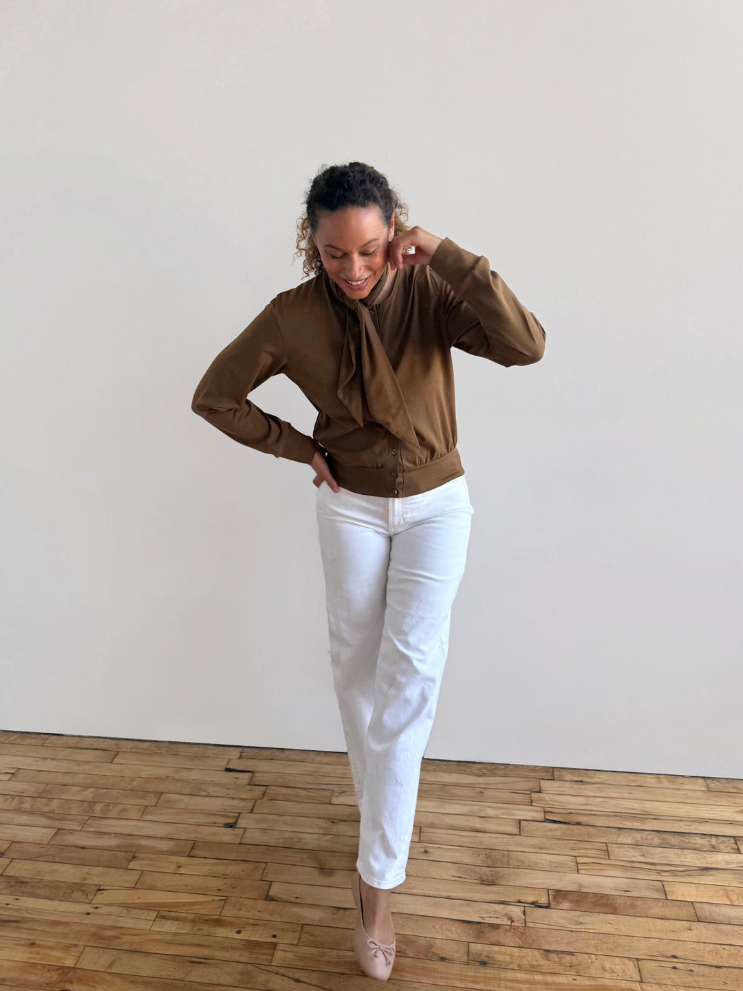 EUGENIE cardigan/top in Kona Brown