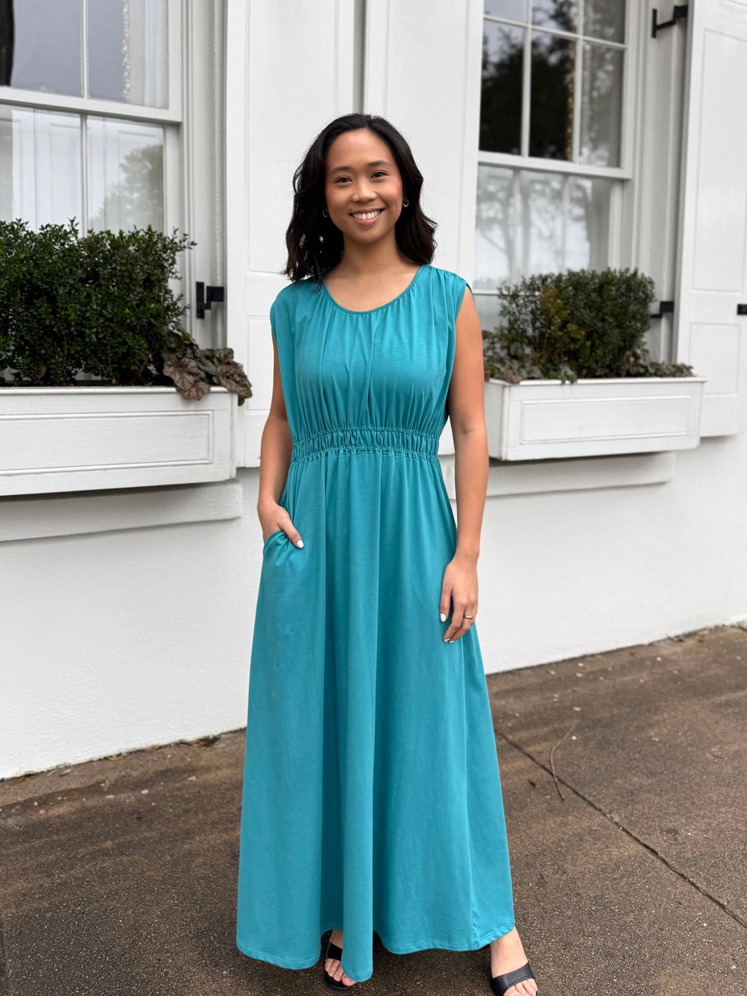 LAVINIA dress in Marine Teal Elegantees LAVINIA dress in Marine Teal Elegantees