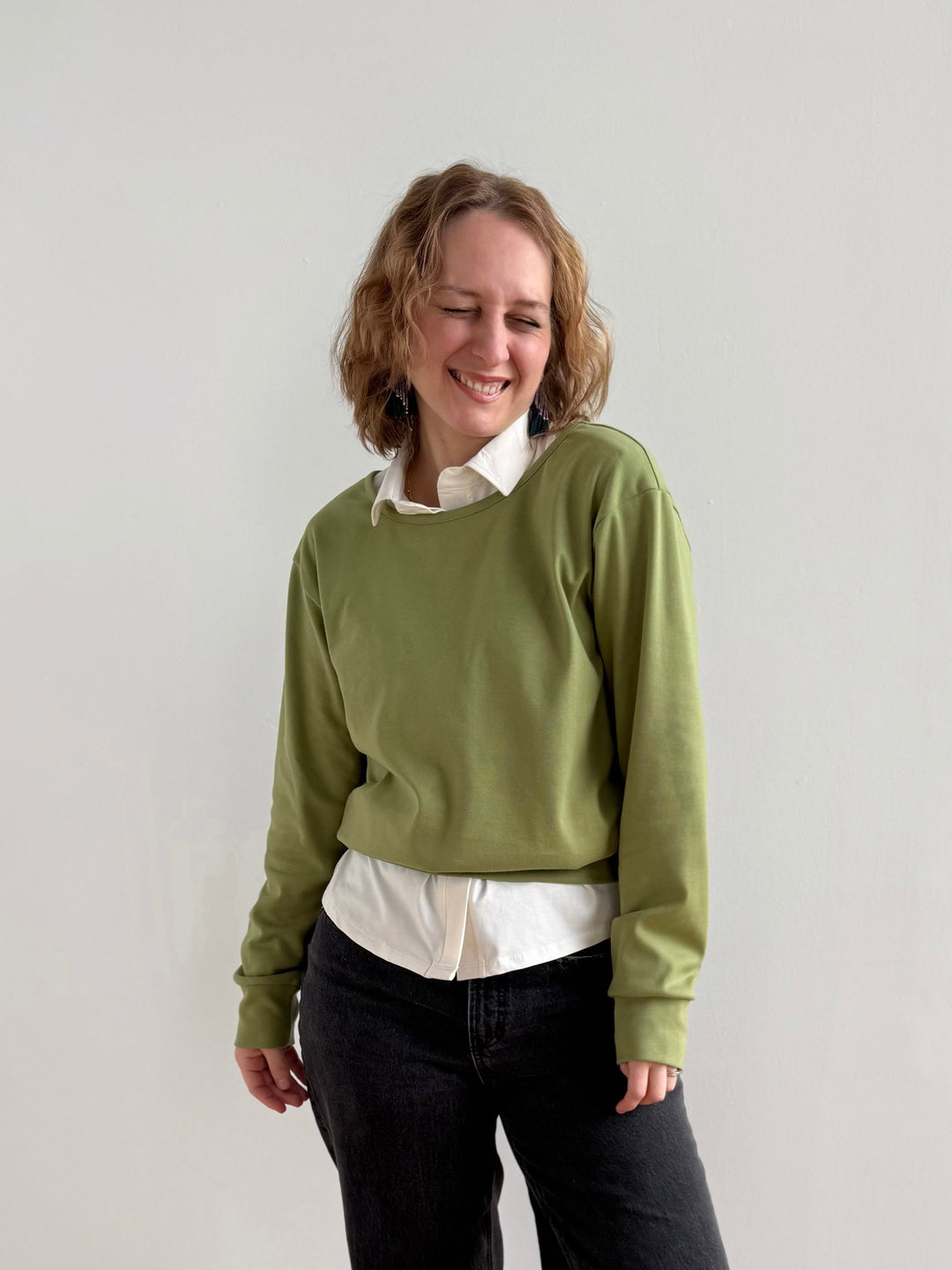 PERCY heavy knit top in Grass Green