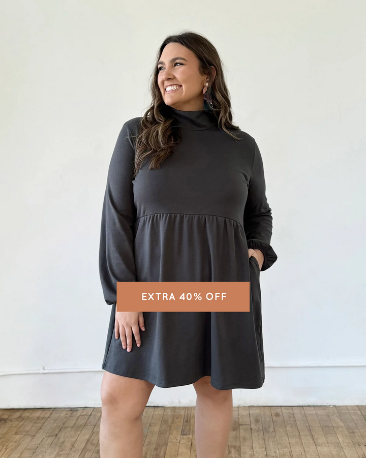 HELENE doubleknit dress in Charcoal Blue