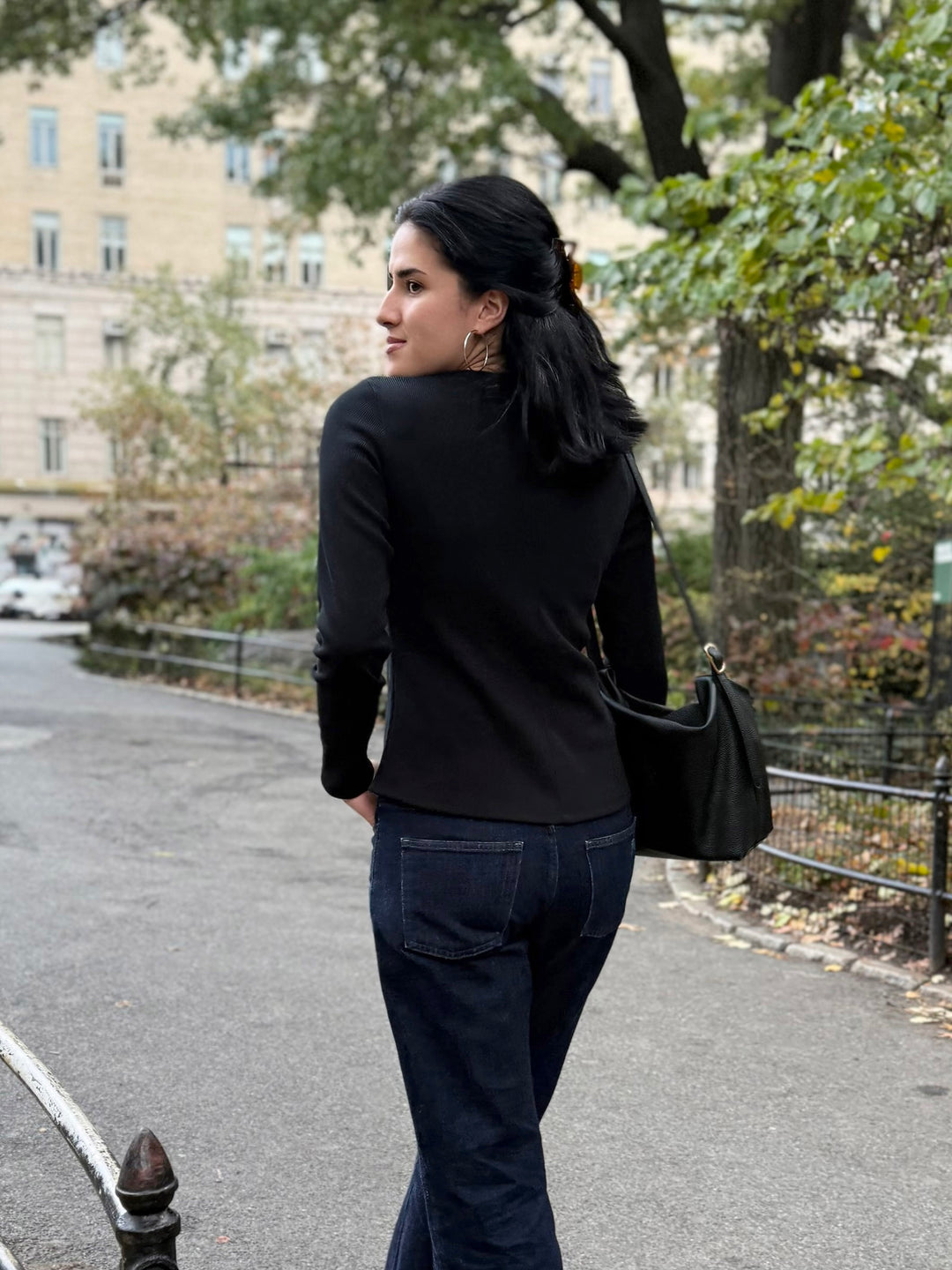 VERA rib-knit top in Black