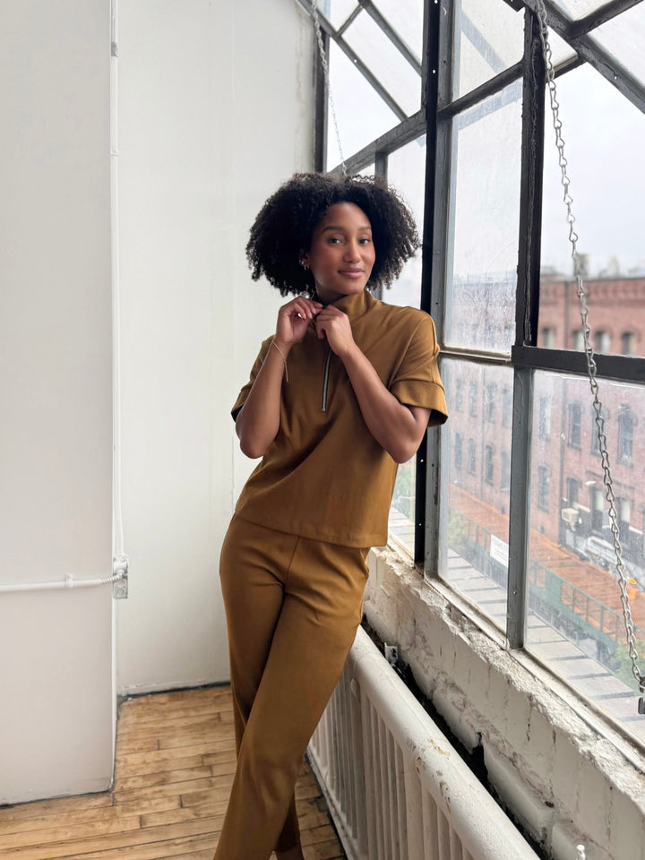 SINCLAIR heavy-knit top in Warm Sienna