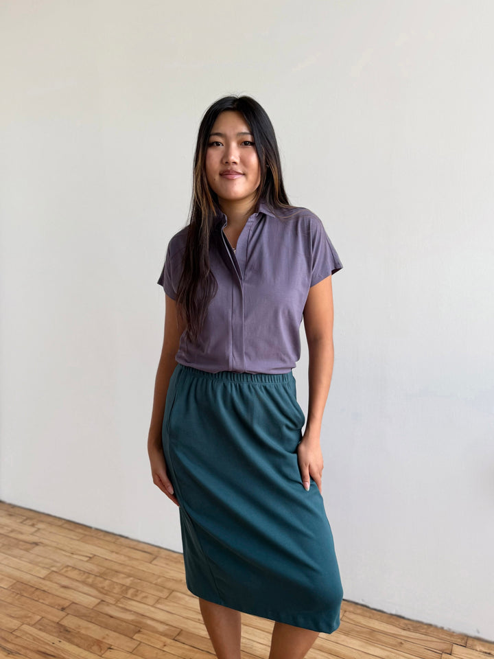 DANIELLE heavy-knit skirt in Deep Sea