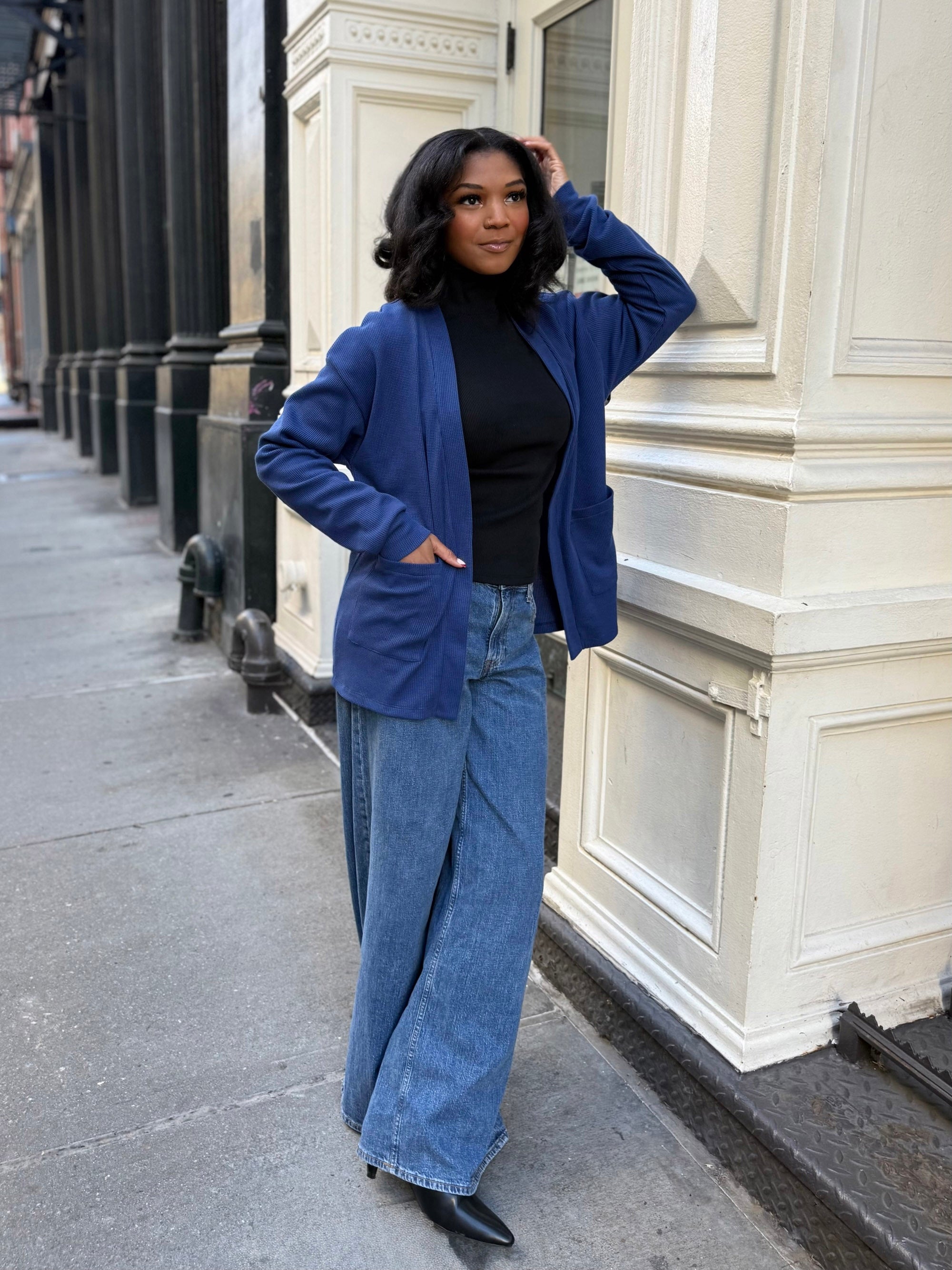 everyone milano rib knit (NAVY) XL 上下 MILANE rib-knit top in Black – Elegantees