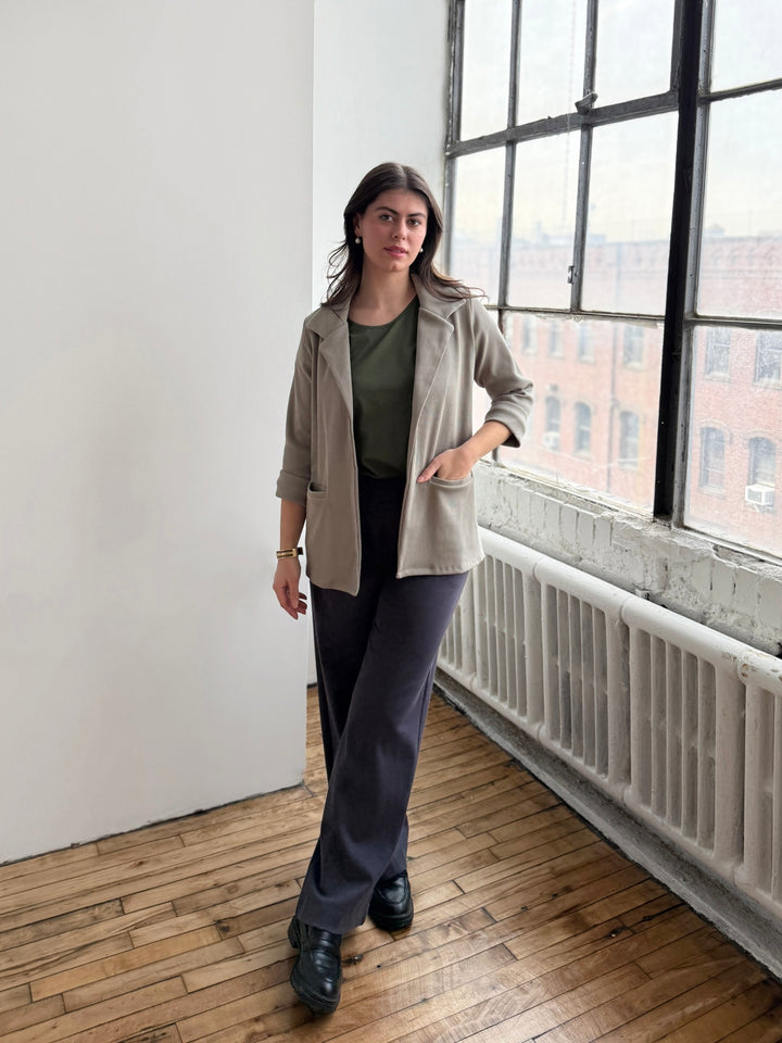 CROSBY rib knit blazer in Light Sage