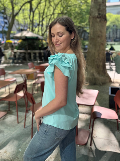 LILOU top in Crisp Aqua