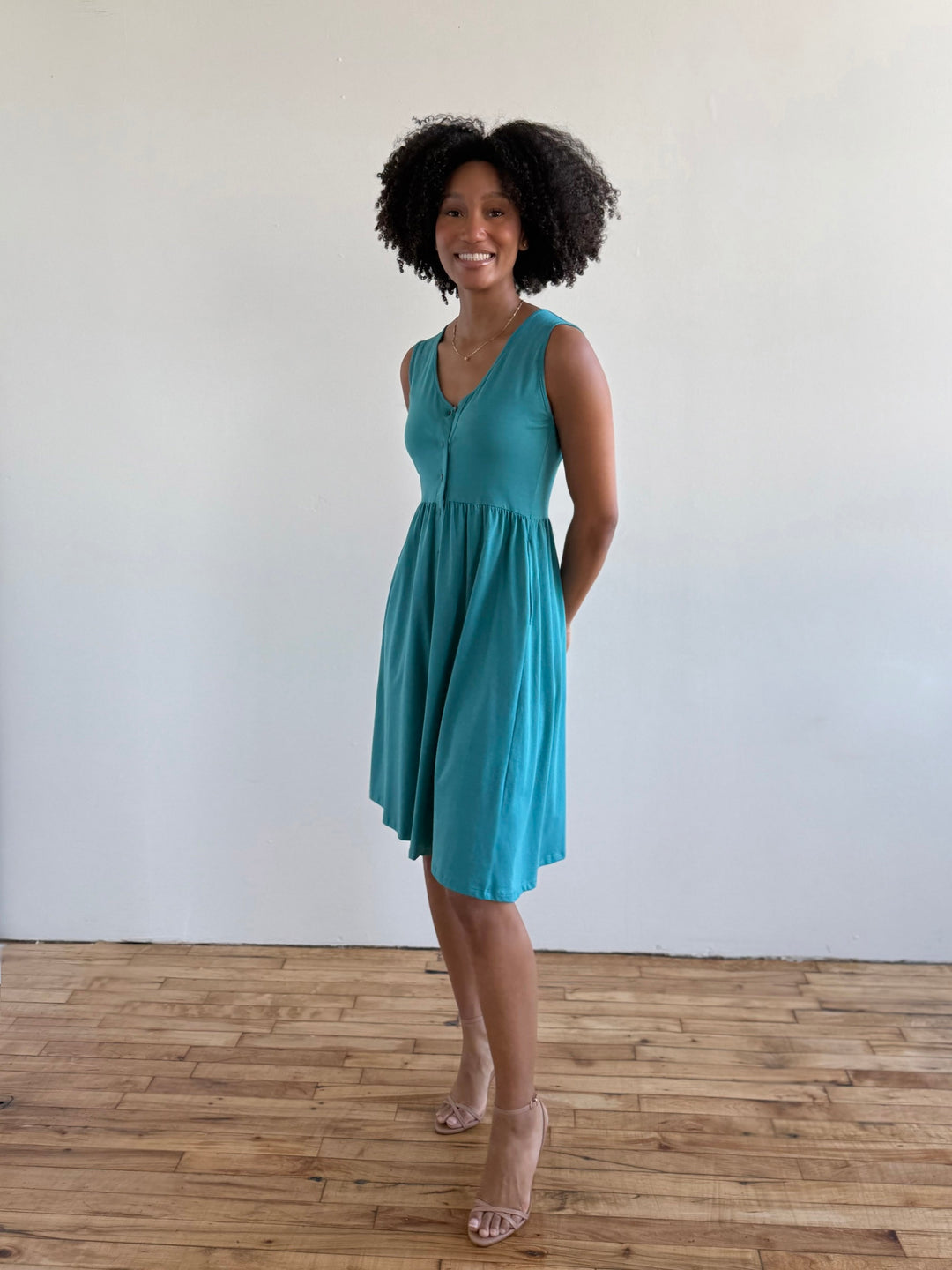 SUNSET dress in Marine Teal