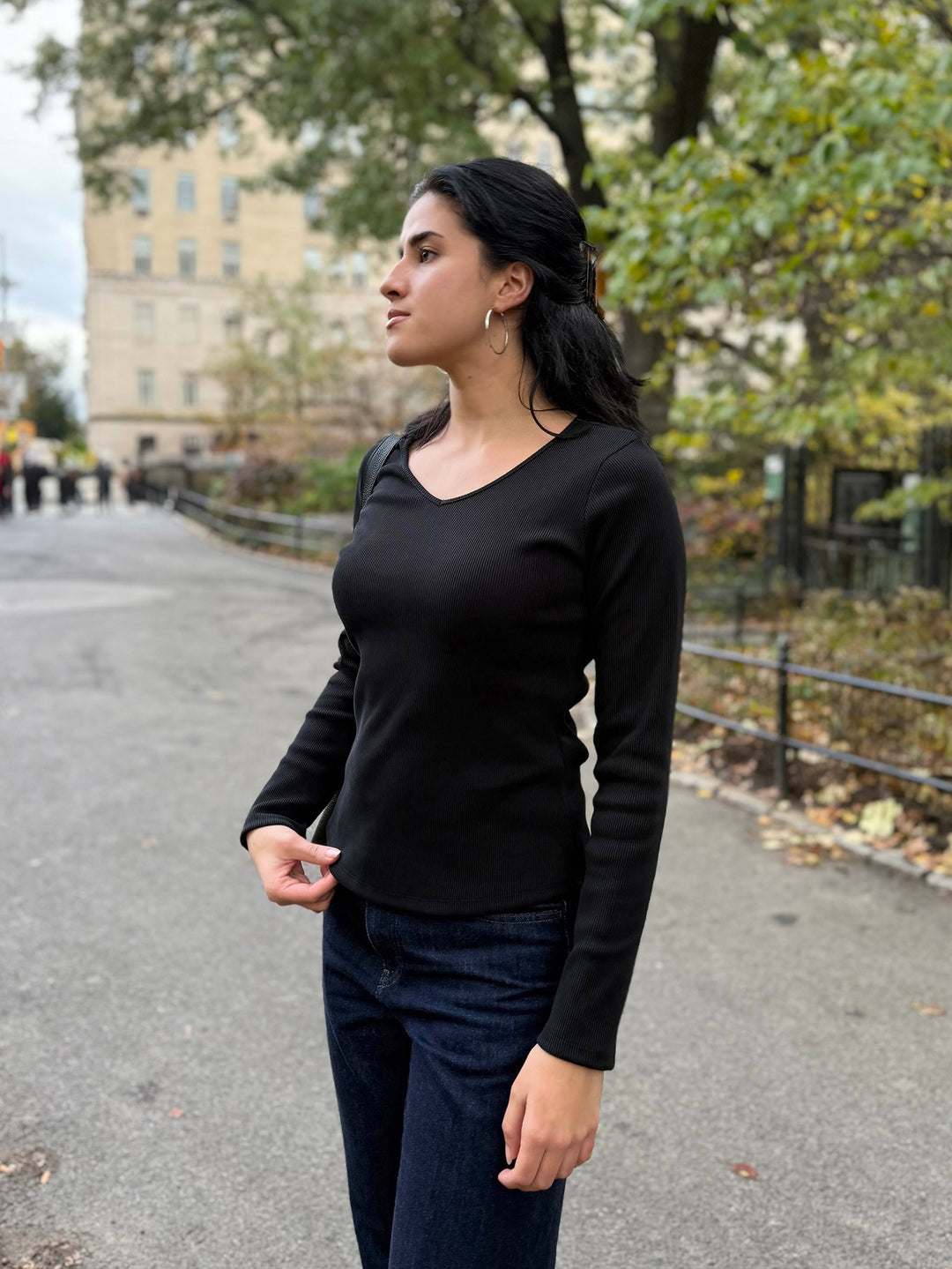 VERA rib-knit top in Black