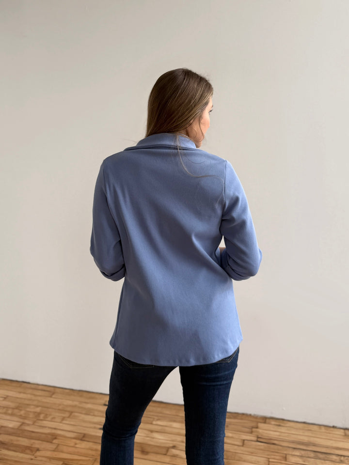 CROSBY rib knit blazer in Bluebell