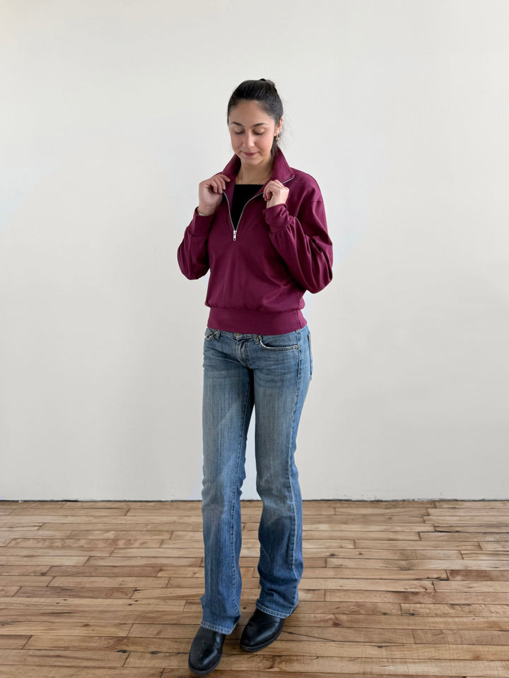 ASHER zip pullover in Raspberry