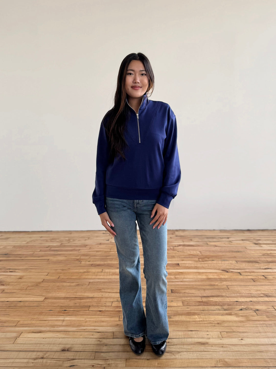 ASHER zip pullover in Bright Navy