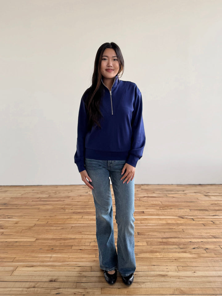 ASHER zip pullover in Bright Navy