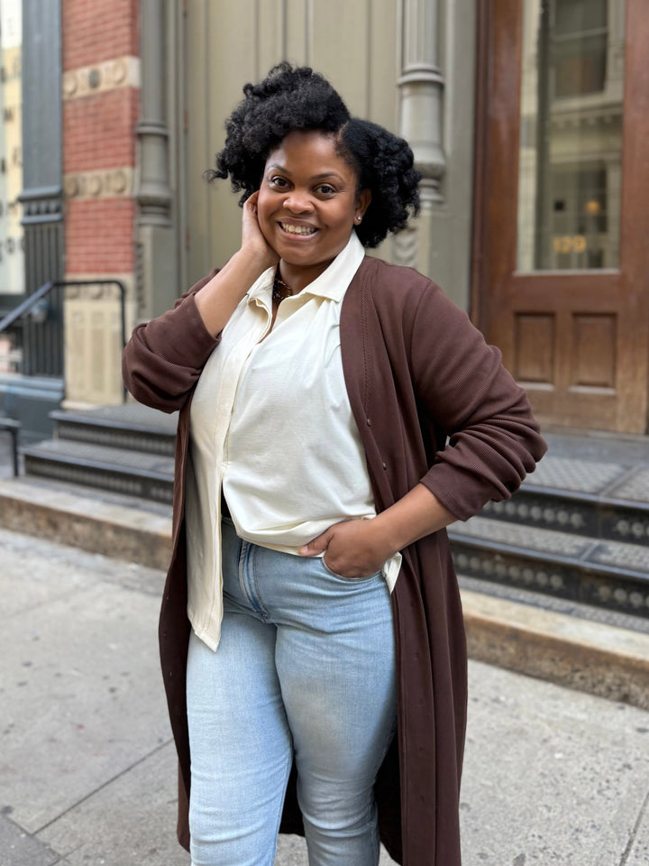 ELENA rib-knit dress in Espresso